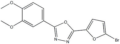 2-(5-bromo-2-furyl)-5-(3,4-dimethoxyphenyl)-1,3,4-oxadiazole,,结构式