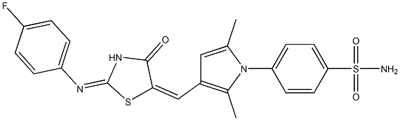 4-[3-({2-[(4-fluorophenyl)imino]-4-oxo-1,3-thiazolidin-5-ylidene}methyl)-2,5-dimethyl-1H-pyrrol-1-yl]benzenesulfonamide|