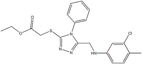 ethyl ({5-[(3-chloro-4-methylanilino)methyl]-4-phenyl-4H-1,2,4-triazol-3-yl}sulfanyl)acetate 化学構造式