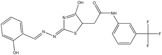  2-{4-hydroxy-2-[(2-hydroxybenzylidene)hydrazono]-2,5-dihydro-1,3-thiazol-5-yl}-N-[3-(trifluoromethyl)phenyl]acetamide