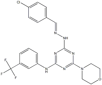 4-chlorobenzaldehyde {4-(4-morpholinyl)-6-[3-(trifluoromethyl)anilino]-1,3,5-triazin-2-yl}hydrazone Structure