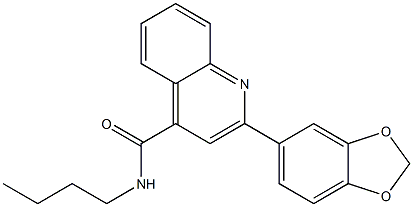 2-(1,3-benzodioxol-5-yl)-N-butyl-4-quinolinecarboxamide,,结构式