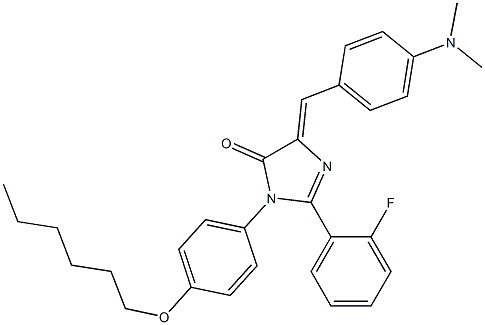 5-[4-(dimethylamino)benzylidene]-2-(2-fluorophenyl)-3-[4-(hexyloxy)phenyl]-3,5-dihydro-4H-imidazol-4-one 结构式