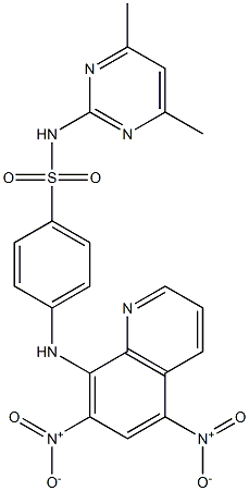 4-({5,7-bisnitro-8-quinolinyl}amino)-N-(4,6-dimethyl-2-pyrimidinyl)benzenesulfonamide Struktur