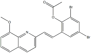 2,4-dibromo-6-[2-(8-methoxyquinolin-2-yl)vinyl]phenyl acetate Struktur