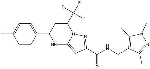 5-(4-methylphenyl)-7-(trifluoromethyl)-N-[(1,3,5-trimethyl-1H-pyrazol-4-yl)methyl]-4,5,6,7-tetrahydropyrazolo[1,5-a]pyrimidine-2-carboxamide,,结构式