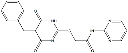 2-[(5-benzyl-4,6-dioxo-1,4,5,6-tetrahydropyrimidin-2-yl)sulfanyl]-N-pyrimidin-2-ylacetamide Structure