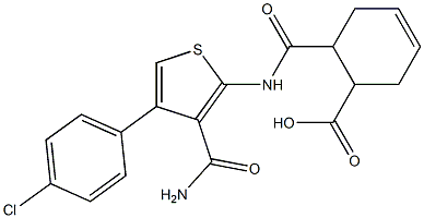 6-({[3-(aminocarbonyl)-4-(4-chlorophenyl)-2-thienyl]amino}carbonyl)-3-cyclohexene-1-carboxylic acid 结构式