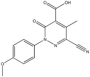 6-cyano-2-(4-methoxyphenyl)-5-methyl-3-oxo-2,3-dihydro-4-pyridazinecarboxylic acid,,结构式