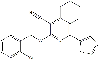 3-[(2-chlorobenzyl)sulfanyl]-1-(2-thienyl)-5,6,7,8-tetrahydro-4-isoquinolinecarbonitrile 化学構造式