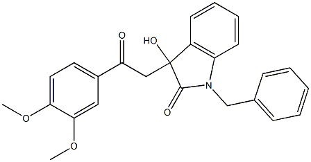 1-benzyl-3-[2-(3,4-dimethoxyphenyl)-2-oxoethyl]-3-hydroxy-1,3-dihydro-2H-indol-2-one Struktur