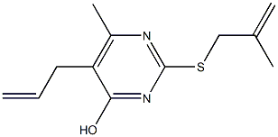 5-allyl-6-methyl-2-[(2-methyl-2-propenyl)sulfanyl]-4-pyrimidinol,,结构式