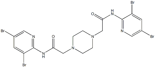 N-(3,5-dibromo-2-pyridinyl)-2-(4-{2-[(3,5-dibromo-2-pyridinyl)amino]-2-oxoethyl}-1-piperazinyl)acetamide Structure