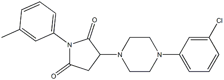3-[4-(3-chlorophenyl)-1-piperazinyl]-1-(3-methylphenyl)-2,5-pyrrolidinedione 结构式