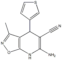 6-amino-3-methyl-4-(3-thienyl)-4,7-dihydroisoxazolo[5,4-b]pyridine-5-carbonitrile Structure