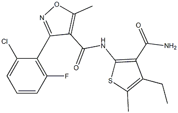 N-[3-(aminocarbonyl)-4-ethyl-5-methyl-2-thienyl]-3-(2-chloro-6-fluorophenyl)-5-methyl-4-isoxazolecarboxamide|