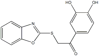 2-(1,3-benzoxazol-2-ylsulfanyl)-1-(3,4-dihydroxyphenyl)ethanone Struktur