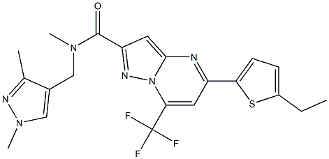 N-[(1,3-dimethyl-1H-pyrazol-4-yl)methyl]-5-(5-ethyl-2-thienyl)-N-methyl-7-(trifluoromethyl)pyrazolo[1,5-a]pyrimidine-2-carboxamide Struktur