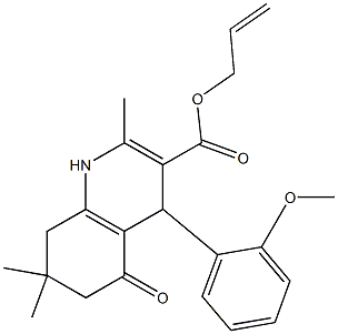 prop-2-enyl 2,7,7-trimethyl-4-[2-(methyloxy)phenyl]-5-oxo-1,4,5,6,7,8-hexahydroquinoline-3-carboxylate 化学構造式