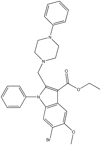 ethyl 6-bromo-5-methoxy-1-phenyl-2-[(4-phenyl-1-piperazinyl)methyl]-1H-indole-3-carboxylate|