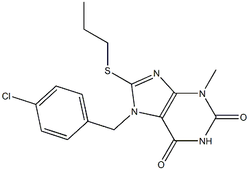 7-(4-chlorobenzyl)-3-methyl-8-(propylsulfanyl)-3,7-dihydro-1H-purine-2,6-dione Struktur