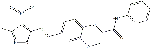 2-[4-(2-{4-nitro-3-methyl-5-isoxazolyl}vinyl)-2-methoxyphenoxy]-N-phenylacetamide 化学構造式