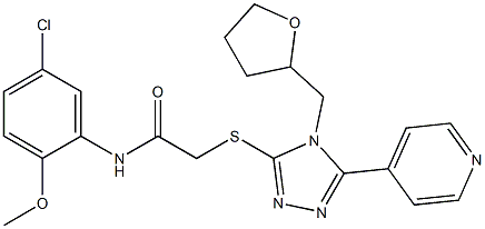 N-(5-chloro-2-methoxyphenyl)-2-{[5-(4-pyridinyl)-4-(tetrahydro-2-furanylmethyl)-4H-1,2,4-triazol-3-yl]sulfanyl}acetamide,,结构式