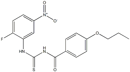 N-{2-fluoro-5-nitrophenyl}-N'-(4-propoxybenzoyl)thiourea 化学構造式