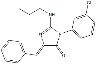 5-benzylidene-3-(3-chlorophenyl)-2-(propylamino)-3,5-dihydro-4H-imidazol-4-one Struktur