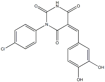 1-(4-chlorophenyl)-5-(3,4-dihydroxybenzylidene)-2,4,6(1H,3H,5H)-pyrimidinetrione Structure