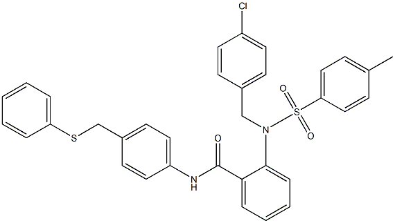 2-{(4-chlorobenzyl)[(4-methylphenyl)sulfonyl]amino}-N-{4-[(phenylsulfanyl)methyl]phenyl}benzamide Structure