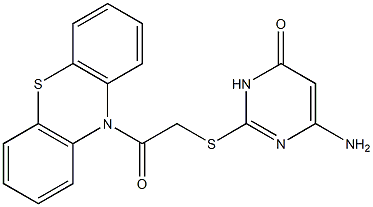 6-amino-2-{[2-oxo-2-(10H-phenothiazin-10-yl)ethyl]sulfanyl}-4(3H)-pyrimidinone,,结构式