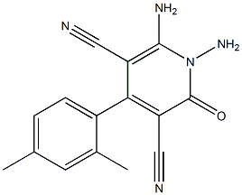 1,6-diamino-4-(2,4-dimethylphenyl)-2-oxo-1,2-dihydropyridine-3,5-dicarbonitrile,,结构式
