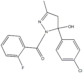 5-(4-chlorophenyl)-1-(2-fluorobenzoyl)-3-methyl-4,5-dihydro-1H-pyrazol-5-ol,,结构式