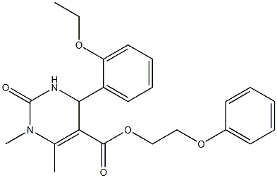 2-phenoxyethyl 4-(2-ethoxyphenyl)-1,6-dimethyl-2-oxo-1,2,3,4-tetrahydropyrimidine-5-carboxylate 化学構造式