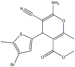 methyl 6-amino-4-(4-bromo-5-methylthien-2-yl)-5-cyano-2-methyl-4H-pyran-3-carboxylate Struktur