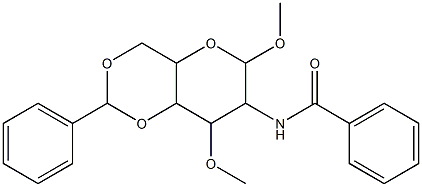 N-(6,8-dimethoxy-2-phenylhexahydropyrano[3,2-d][1,3]dioxin-7-yl)benzamide,,结构式