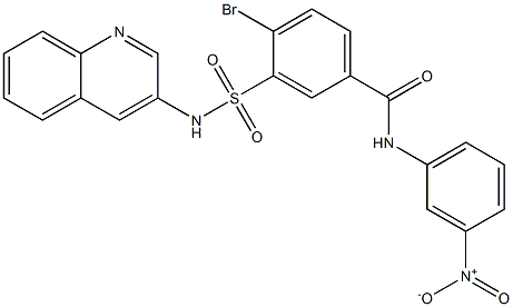 4-bromo-N-{3-nitrophenyl}-3-[(3-quinolinylamino)sulfonyl]benzamide,,结构式