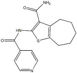 N-[3-(aminocarbonyl)-5,6,7,8-tetrahydro-4H-cyclohepta[b]thien-2-yl]isonicotinamide 结构式