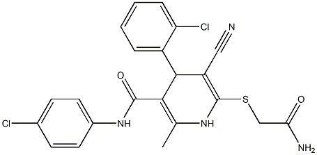 6-[(2-amino-2-oxoethyl)sulfanyl]-4-(2-chlorophenyl)-N-(4-chlorophenyl)-5-cyano-2-methyl-1,4-dihydro-3-pyridinecarboxamide Structure