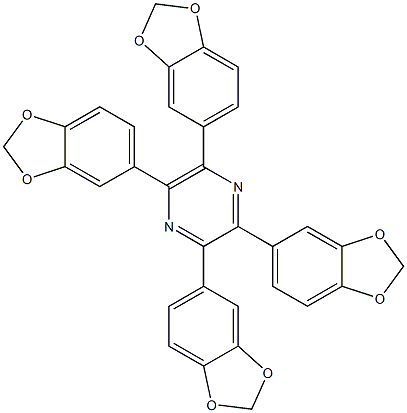 2,3,5,6-tetra(1,3-benzodioxol-5-yl)pyrazine 结构式