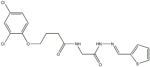 4-(2,4-dichlorophenoxy)-N-{2-oxo-2-[2-(2-thienylmethylene)hydrazino]ethyl}butanamide,,结构式