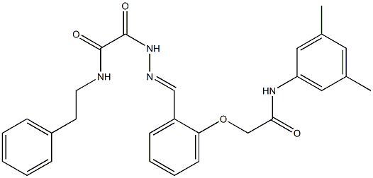 2-(2-{2-[2-(3,5-dimethylanilino)-2-oxoethoxy]benzylidene}hydrazino)-2-oxo-N-(2-phenylethyl)acetamide Struktur