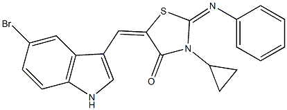 5-[(5-bromo-1H-indol-3-yl)methylene]-3-cyclopropyl-2-(phenylimino)-1,3-thiazolidin-4-one