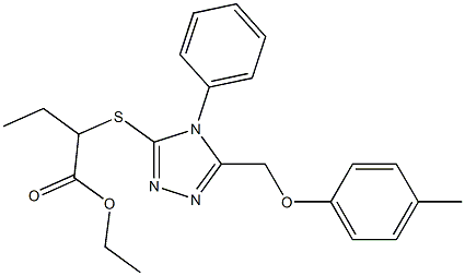 ethyl 2-({5-[(4-methylphenoxy)methyl]-4-phenyl-4H-1,2,4-triazol-3-yl}sulfanyl)butanoate,,结构式