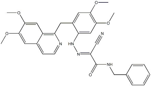 N-benzyl-2-cyano-2-({2-[(6,7-dimethoxy-1-isoquinolinyl)methyl]-4,5-dimethoxyphenyl}hydrazono)acetamide Structure