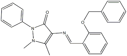 4-{[2-(benzyloxy)benzylidene]amino}-1,5-dimethyl-2-phenyl-1,2-dihydro-3H-pyrazol-3-one Struktur