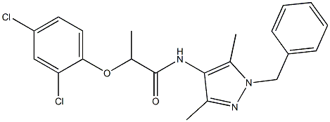 N-(1-benzyl-3,5-dimethyl-1H-pyrazol-4-yl)-2-(2,4-dichlorophenoxy)propanamide Structure