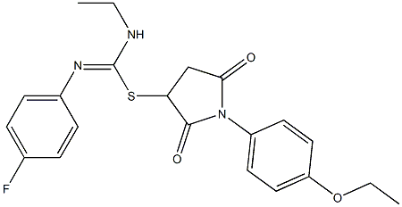 1-(4-ethoxyphenyl)-2,5-dioxo-3-pyrrolidinyl N-ethyl-N'-(4-fluorophenyl)imidothiocarbamate,,结构式