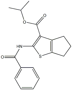 isopropyl 2-(benzoylamino)-5,6-dihydro-4H-cyclopenta[b]thiophene-3-carboxylate 结构式